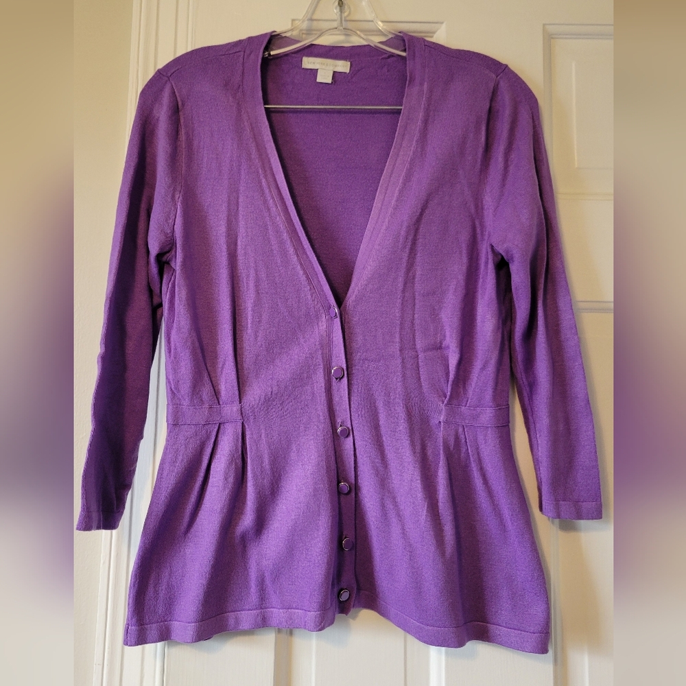 New York & Company Purple Cardigan Sweater